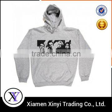 Low Price Custom Printed Fleece Heavy Cotton Fashion Gray Hooded Sweatshirt