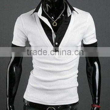 Mens fitted short sleeve V-neck t-shirts TB01