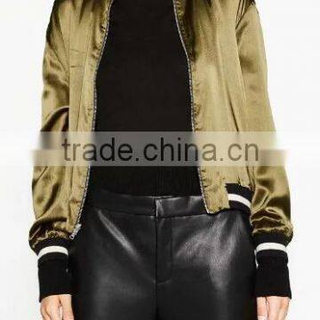 Runwaylover EY1030C Wholesale Fashion Women Solid Color Bomber Cropped 100% Nylon Embroidery Jacket photo-5
