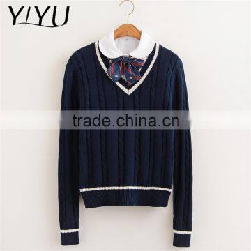 Popular Girl V-neck School Uniform Knit Pullover for High School Students photo-4