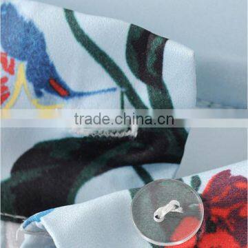 2017 China Wholesale Cotton Women Long Trousers Printed Bird Pattern Light Blue Pants Trousers photo-6