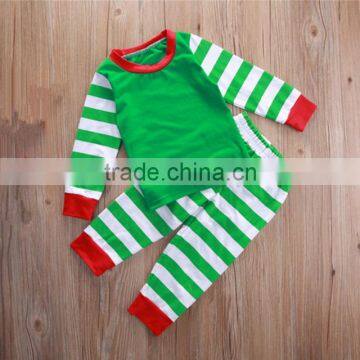 Wholesale baby clothes YiWu boys and girls Christmas green striped pajamas baby crochet clothes