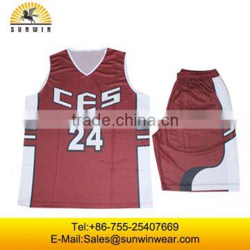 2016 Popular Style Sublimate Basketball Jerseys 100%polyester Basketball Wear Basketball Sets White/black/red Color photo-2