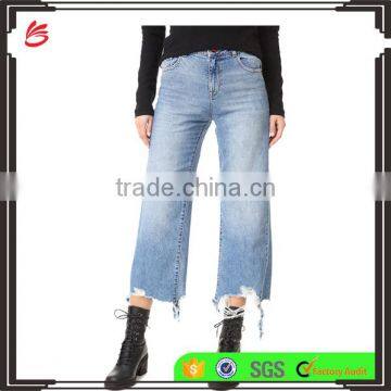 Customized High Quality women High Rise Wide Leg Jean