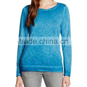 Women's Long Sleeve 100% Cotton Acid Wash Vintage t Shirt