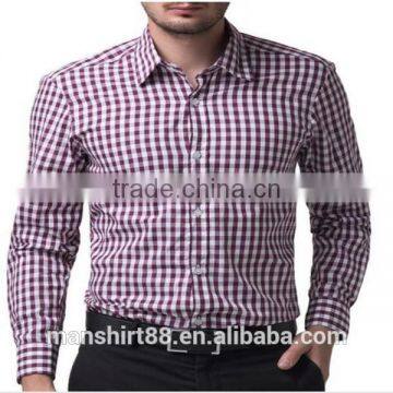 2016 New Wholesale Cutaway Collar Gingham Long Sleeve Custom Men's Formal Dress Shirt photo-3