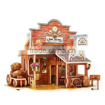 DIY Wood Assembling Toys Wooden Model Of Three-dimensional 3D Puzzle Educational Toys for Children Castle Model Jigsaw Puzzle photo-6
