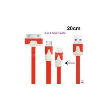 Flat 3 in 1 Cable Sync Data Charger Cable