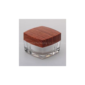 square wooden cosmetic jar