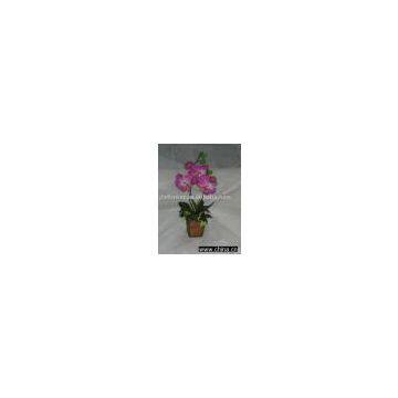 Artificial Orchid with Wooden Pot