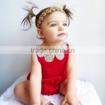 Fashion baby summer clothing rhinestone rompers active girls jumpsuits