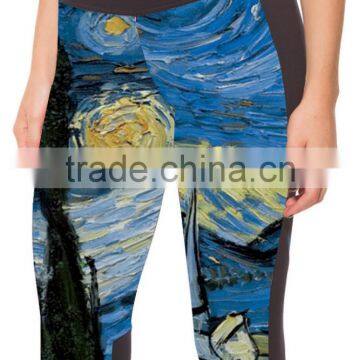 Women 3D Printing Capri Plus Szie Leggings Low Waist Pocket Decoration S130-8