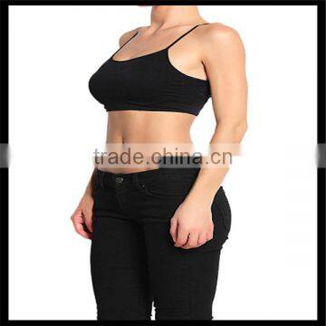 Seamless Cross Strap Back SPORTS BRA TANK TOP Stretch Bandeau Cami Black Color photo-3
