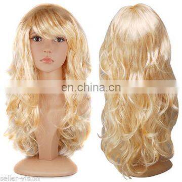 2016 new arrival hot sale cheap synthetic blonde cosplay long hair wigs FW2081