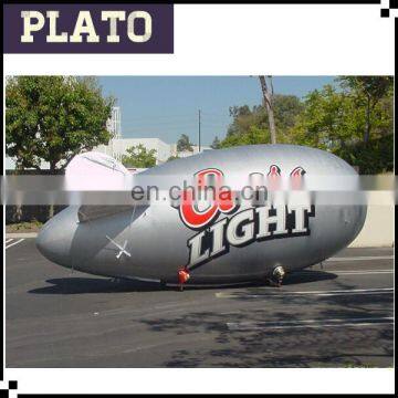 Silver advertising inflatable helium zeppelin airship balloon, helium advertising inflatable blimp for sale