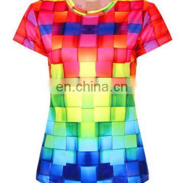 2017 Creat Your Own Mixed Color Summer 3D Cheap 100 Polyester Sublimation Women T Shirt photo-2