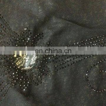 Black Colour Lycra (Stretchable) With Printed Satin & Net / Latest Fashionable Diamond Stone Work Stylish Burkha (dubai Abaya) photo-5