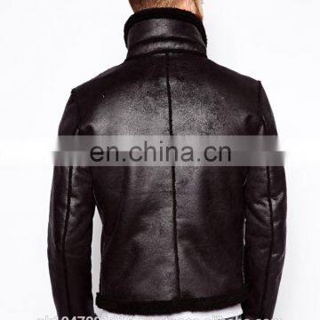 Leather Look Jacket With Faux Shearling photo-2