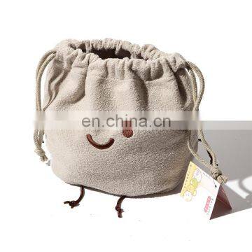 Custom Luxury Leather Suede Emoji Drawstring Pouch Bag photo-2