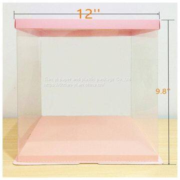 High Quality Custom Made Transparent Pet Plastic Square Cake Box photo-5