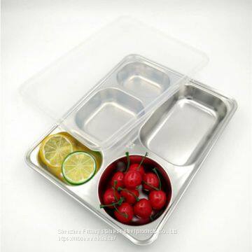 304 Stainless Steel 5 Compartments Restaurant School Canteen 5 Compartment Divided Stainless Steel Mess Lunch Dinner Snack Plate Fast Food Container Tray photo-3