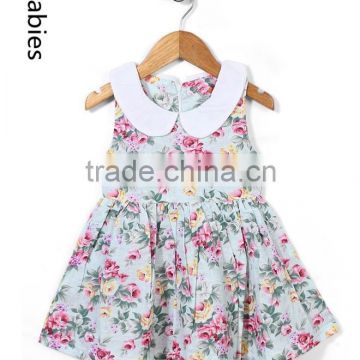 Kids frocks neck designs 2016 pretty floral print baby nice dress