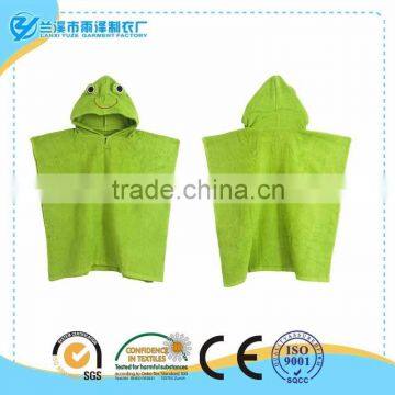 Green or Yellow Cotton Terry Cloth Plain Hooded Beach Kids Towel Poncho