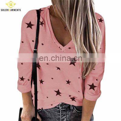 2021 Best Quality Women T Shirt Summer Use Long Sleeve Women Casual Wear Starts Printed T Shirt photo-2