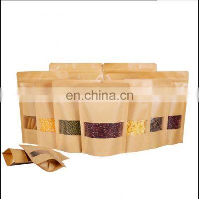 Customer design printed white kraft paper biodegradable stand up pouch with zipper for nuts packaging bag