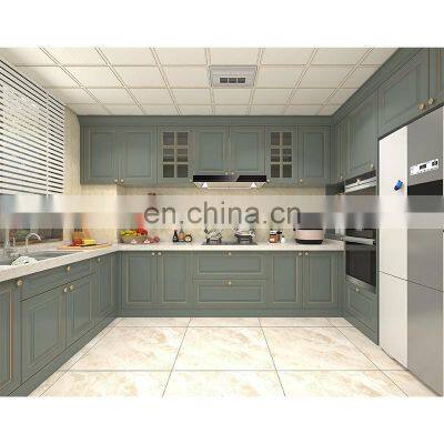 USA Classic Cherry Wood Kitchen Furniture Custom Green Solid Wood Kitchen Cabinets Designs