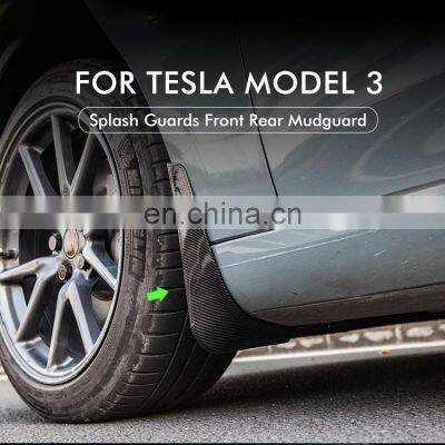 Hot sale Car Mud Flaps For Tesla Model 3 2021 Accessories Mudguards Splash Guards Fender Matte Black Carbon Fiber ABS