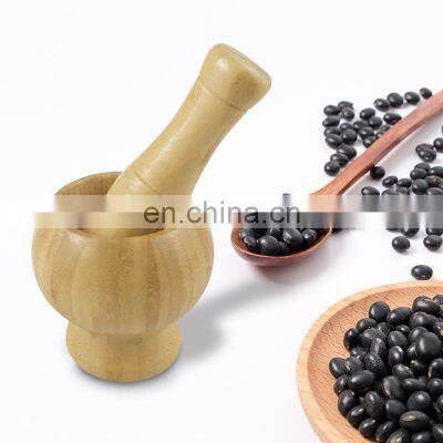 Wood Mortar and Pestle Bamboo Guacamole Bowl Shell Garlic Mortar Pepper Press Mincer Grinder Chopper Crusher Mixed Kitchen photo-5