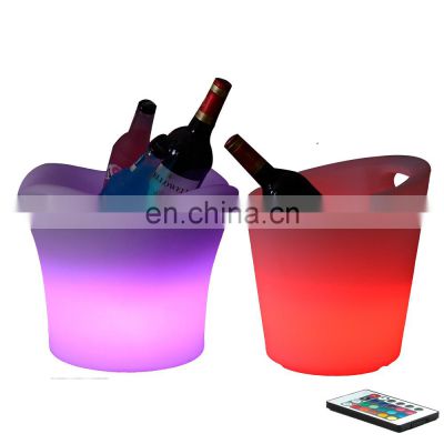 LED Rechargeable waterproof bar wholesale wine vodka whiskey Illuminated Warm Color Plastic Led Beer Ice Bucket with Speakers