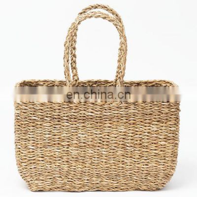 Handwoven Seagrass Handbag Natural Straw Woven Tote Bag Shopping bag Wholesale in Bulk Manufacturer