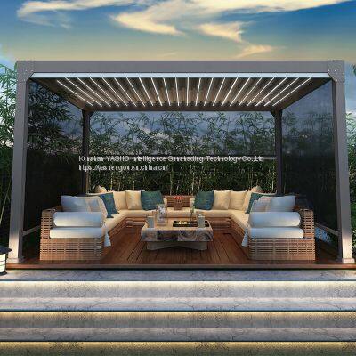 Yashengou Customized Rainproof Garden Buildings Vented Louvered Gazebo Electric Operated Pergola for Sun Coverage photo-3