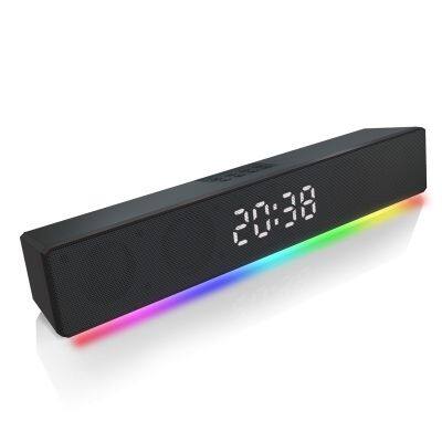 New Style Rgb Cool Lights Soundbar Speaker With Digital Clock Wireless Home Theater Sound Bar Speaker For Tv Pc