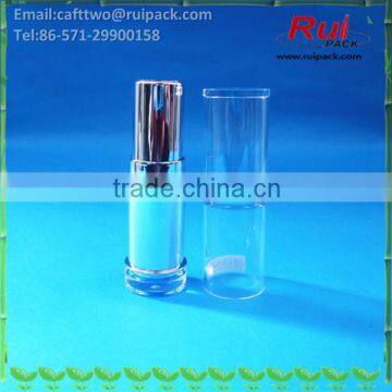 Round shiny silver lipstick tube with big clear cover, silver lip cream tube with large transparent cap