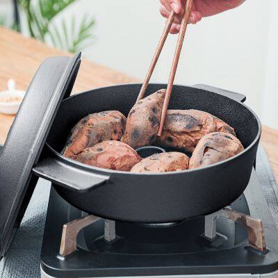 Roast Sweet Potato Pot Household Cast Iron Roast Dish Barbecue Frying Pan Pre-seasoned Potato Casserole Dutch Oven Cookwares photo-3