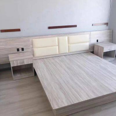 Modern Bedroom Furniture Sleep Storage Wooden Platform King Size Bed Frame Hotel Double Bed Base photo-3