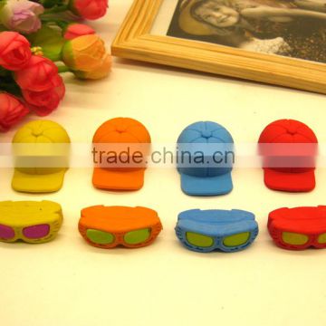 Eraser with shape of Cartoon Christmas hat glasses Children Christmas gift ideas weight 0.02kg/pc factory manufacture