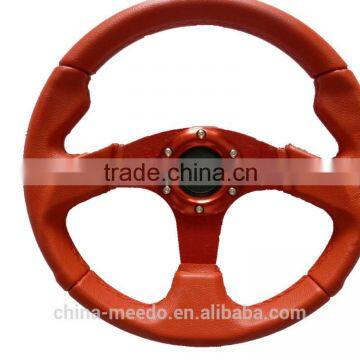 Auspicious Chinese red Universal Auto Accessories PU PVC Leather Sude Carbon 350mm 13inch OEM sports racing car steering wheels