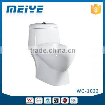 WC-1022 One-Piece S-trap Toilet with Geberit or R&T Flush Valve & Soft Closing Cover Ramp Down, Water Closet Toilet Bowl