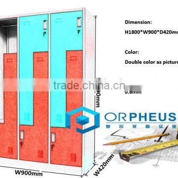 Durable Body L Shape Double Color Metal Workplace Lockers photo-5