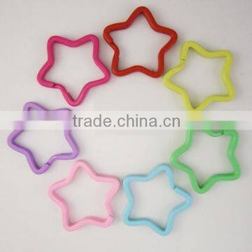 33mm Assorted Color Paint Star Shaped Split Key Ring Key Chains