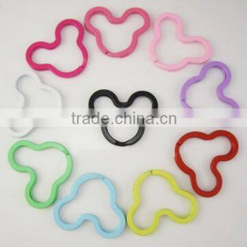 38mm Assorted Color Painted Mickey Head Shaped Split Key Ring Jewelry Key Chains