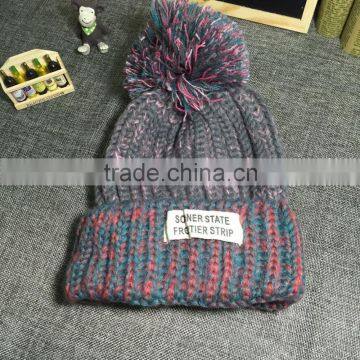 Autumn Winter Warm Keeping Colorful Knitting Pom Pom Hats and Caps Manufacturer