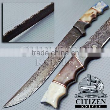 CITIZEN KNIVES, BEAUTIFUL CUSTOM HAND MADE DAMASCUS STEEL HUNTING KNIFE