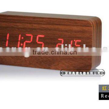 New Fashion Table Clocks Control Sensing Alarm Temp Dual Display Electronic LED Clock Vintage Wooden Digital Alarm Clock photo-2