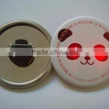 Tinplate panda design metal LED brooch badge