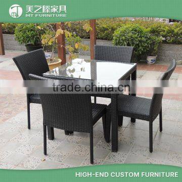 All weather wicker outdoor furniture cheap rattan patio plastic dining chair and table set